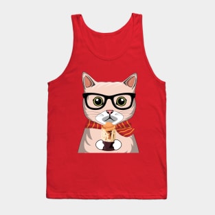 Funny Chocolate Coffee Cat Tank Top